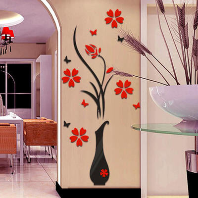 Vase Flower Tree Crystal Acrylic Wall Art