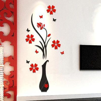 Vase Flower Tree Crystal Acrylic Wall Art